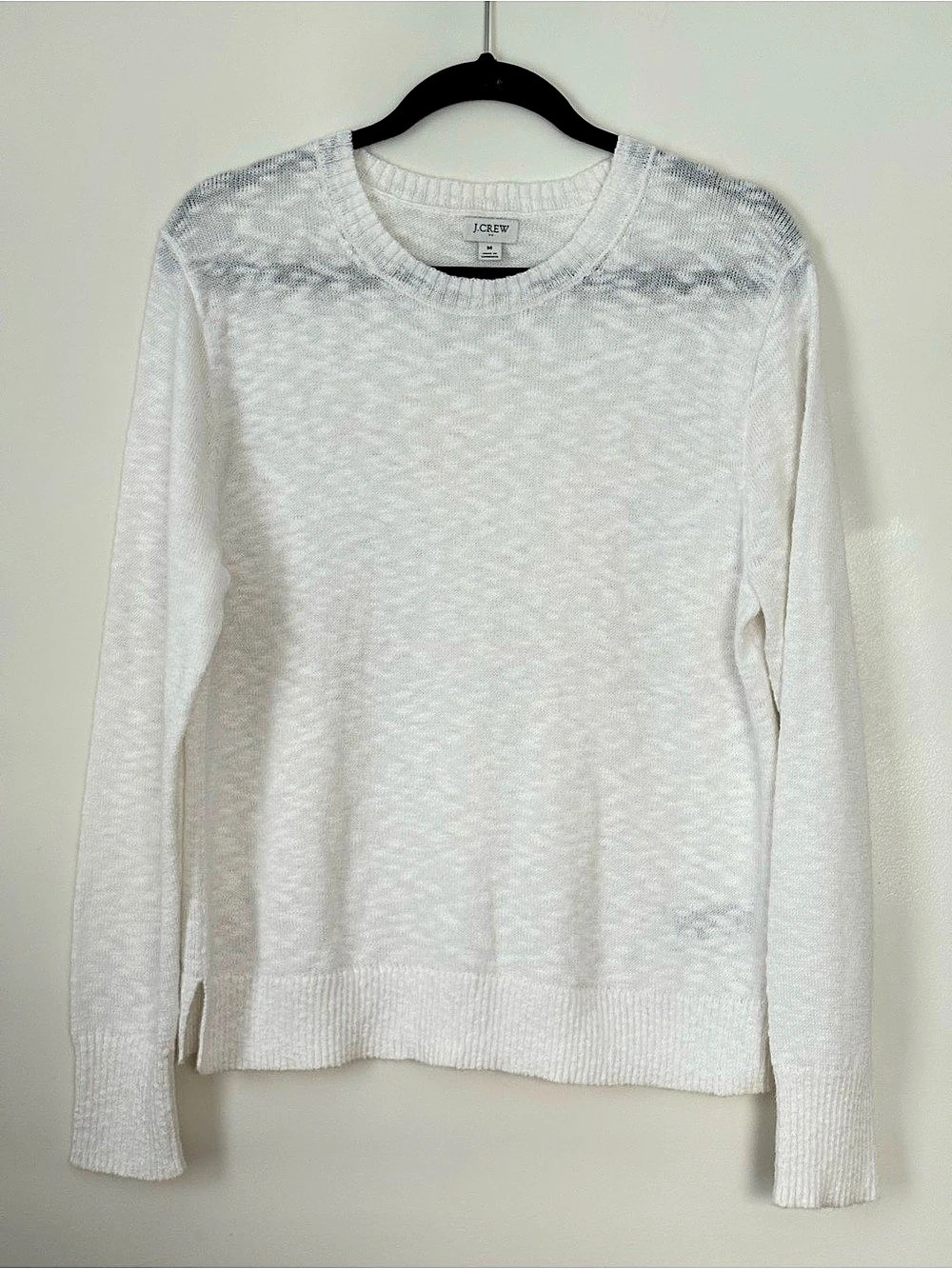 J.Crew Cotton Crewneck Sweater in White Size Medium Like New